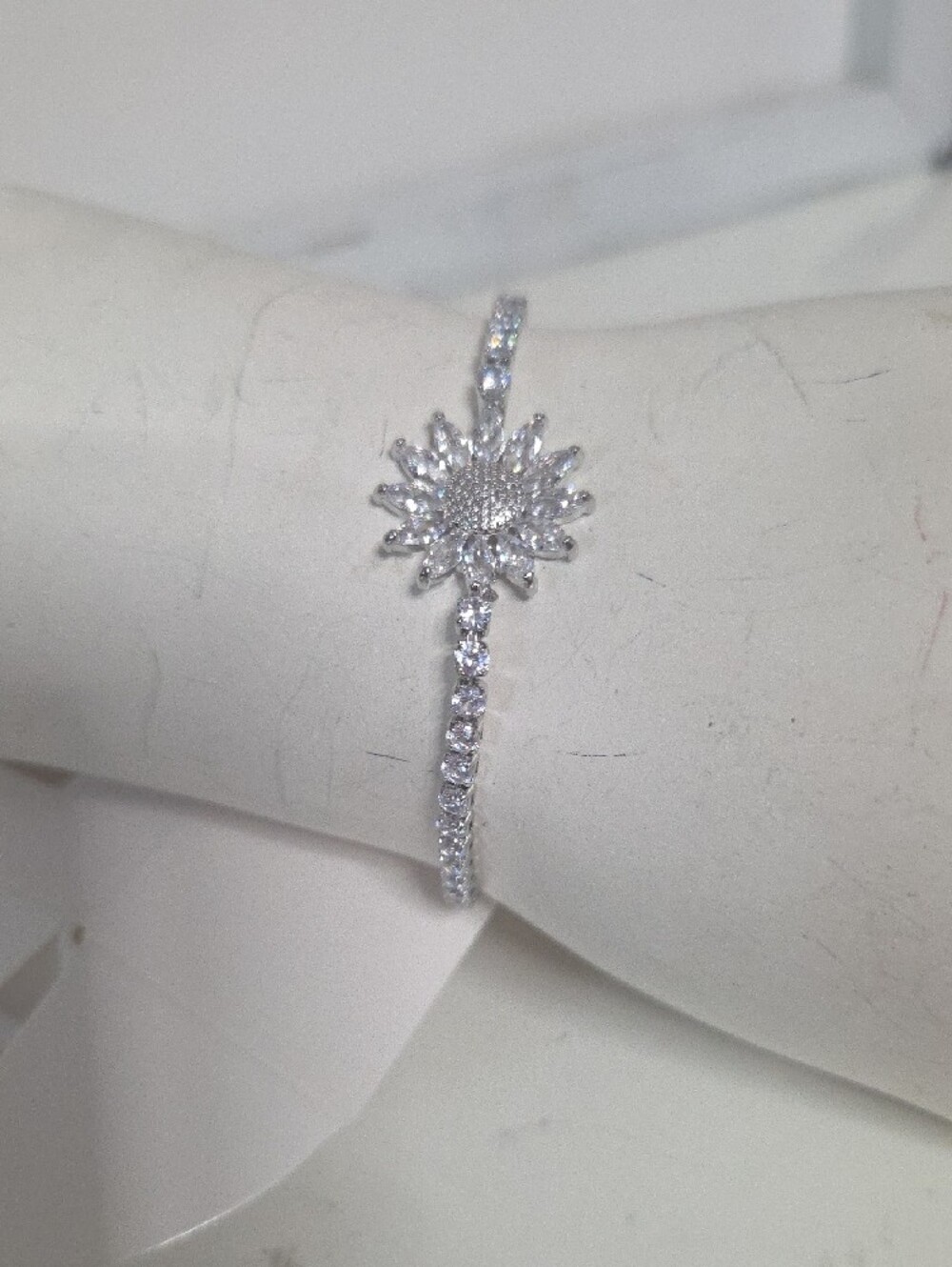 Silver Crystal Starburst Bracelet for Women Made W Swarovki Crystal.